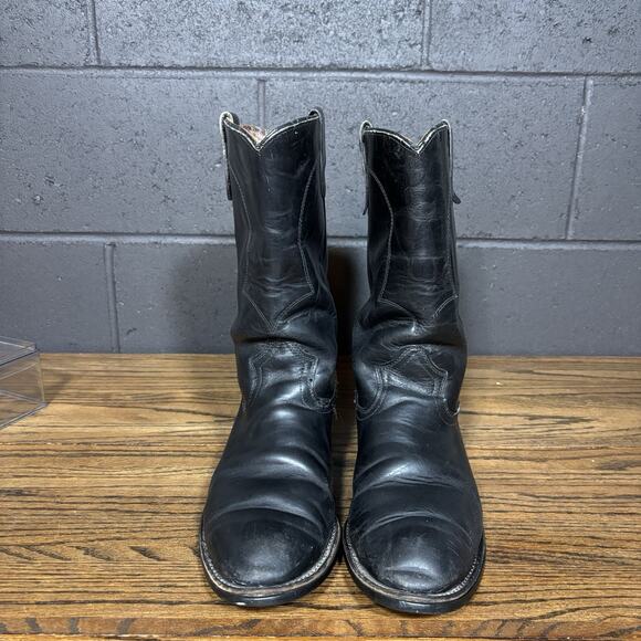 Vintage Texas Boots 8300 Black Leather Cowboy Western Boots Men’s 8 D Made USA - Picture 3 of 8